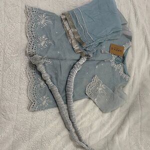 Pakistani/Indian 2 Piece Blue and White Shalwar Kameez